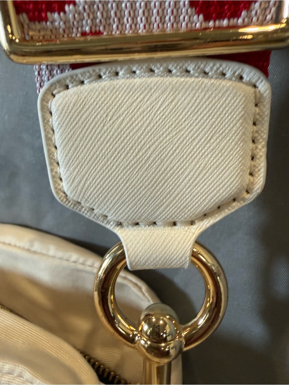 Marc Jacobs Cream Snapshot Crossbody with Red Polka Dot Strap - Picture 5 of 16